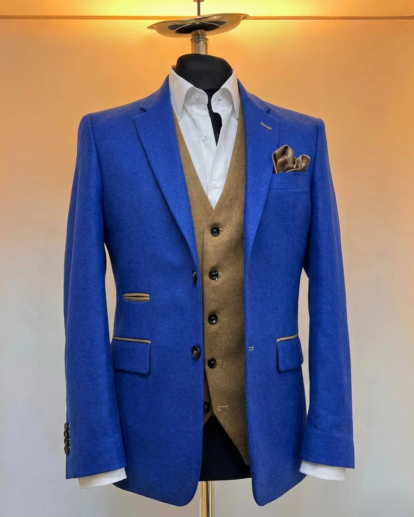Royal Blue Blazer and Mustard Waistcoat