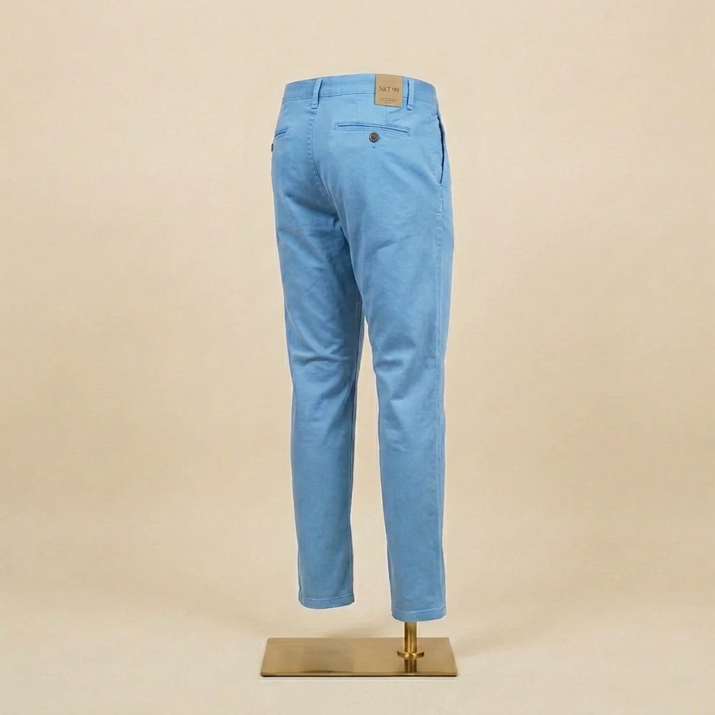 Turchese Sateen Cotton Chinos - Tailored Fit