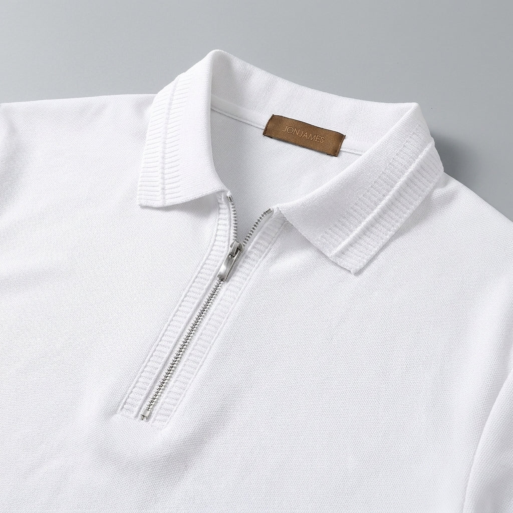 White Knit Polo - Regular Fit