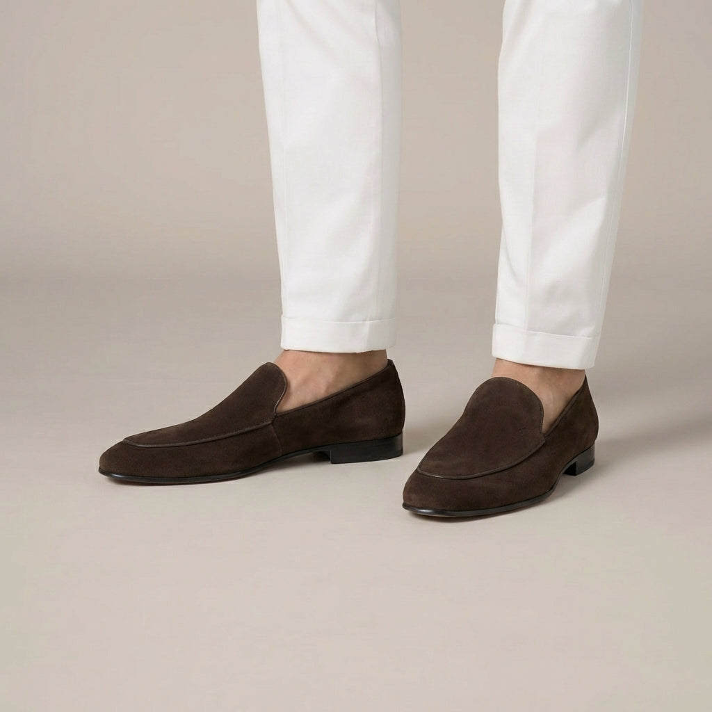 Brown Suede Slip-On Loafers
