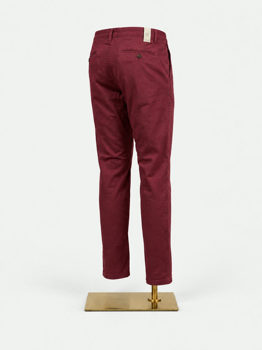 Bordeaux Sateen Cotton Chinos - Tailored Fit