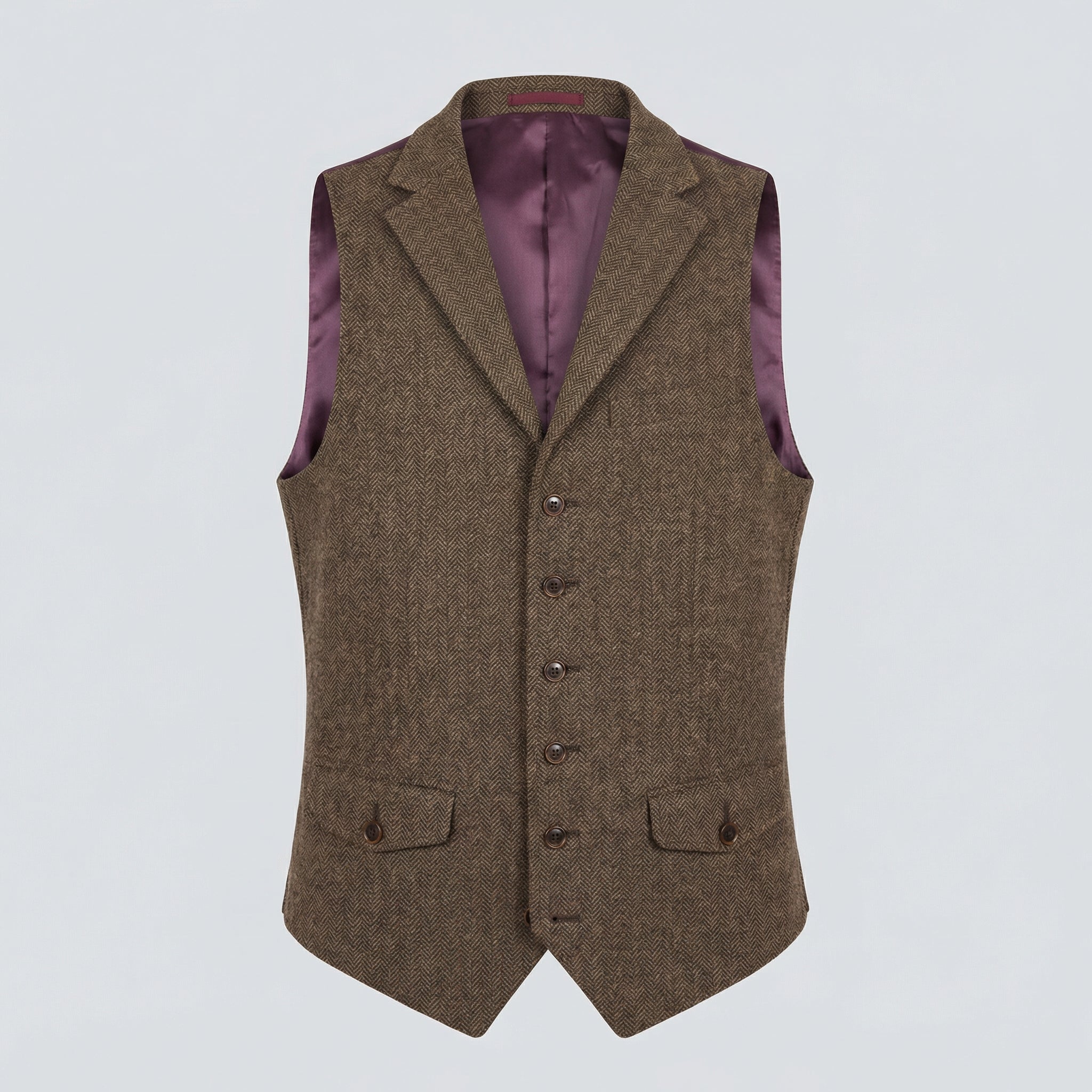 English Heritage Brown Tweed Wool Waistcoat – Made in England