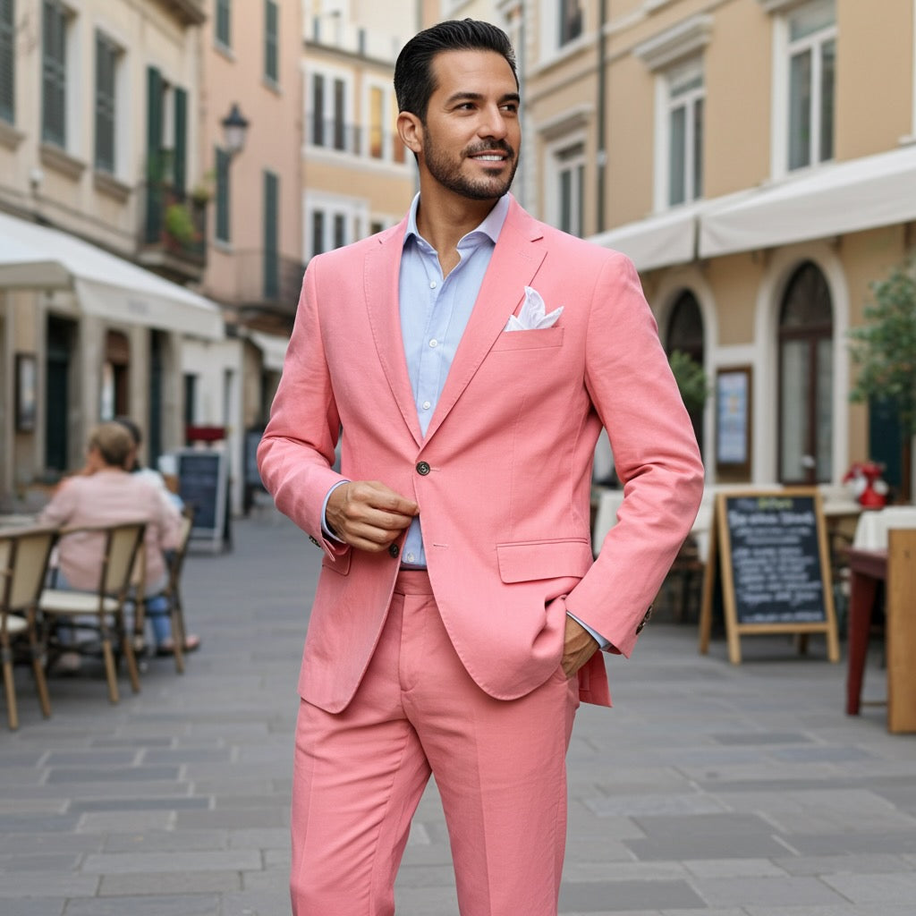 Italian Pink Linen Suit