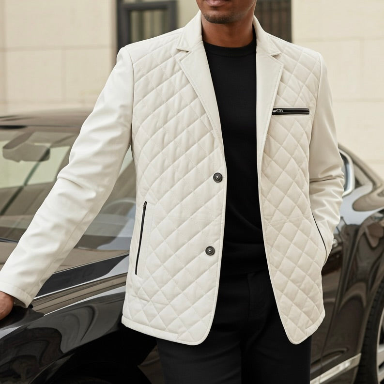 The Bentley Diamond Jersey Leather Jacket