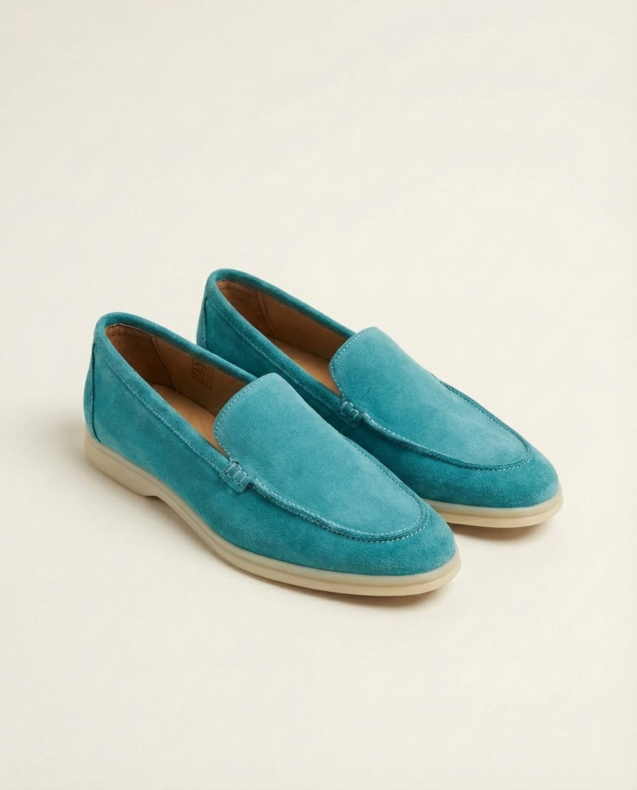 Turqouise  Suede Slip-On Loafers