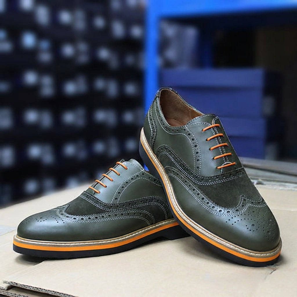 Dark Green & Suede Urban Brogues