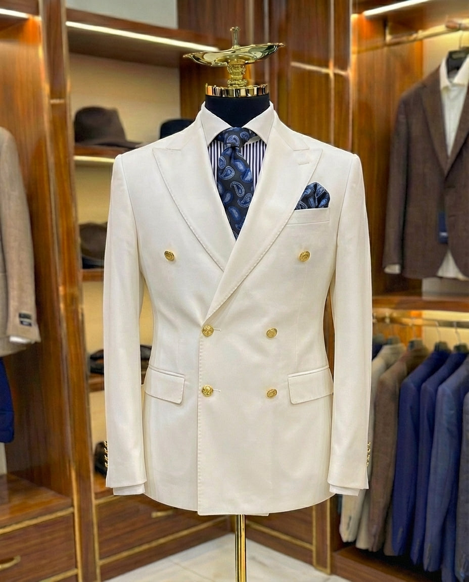Cream Double Breasted Blazer