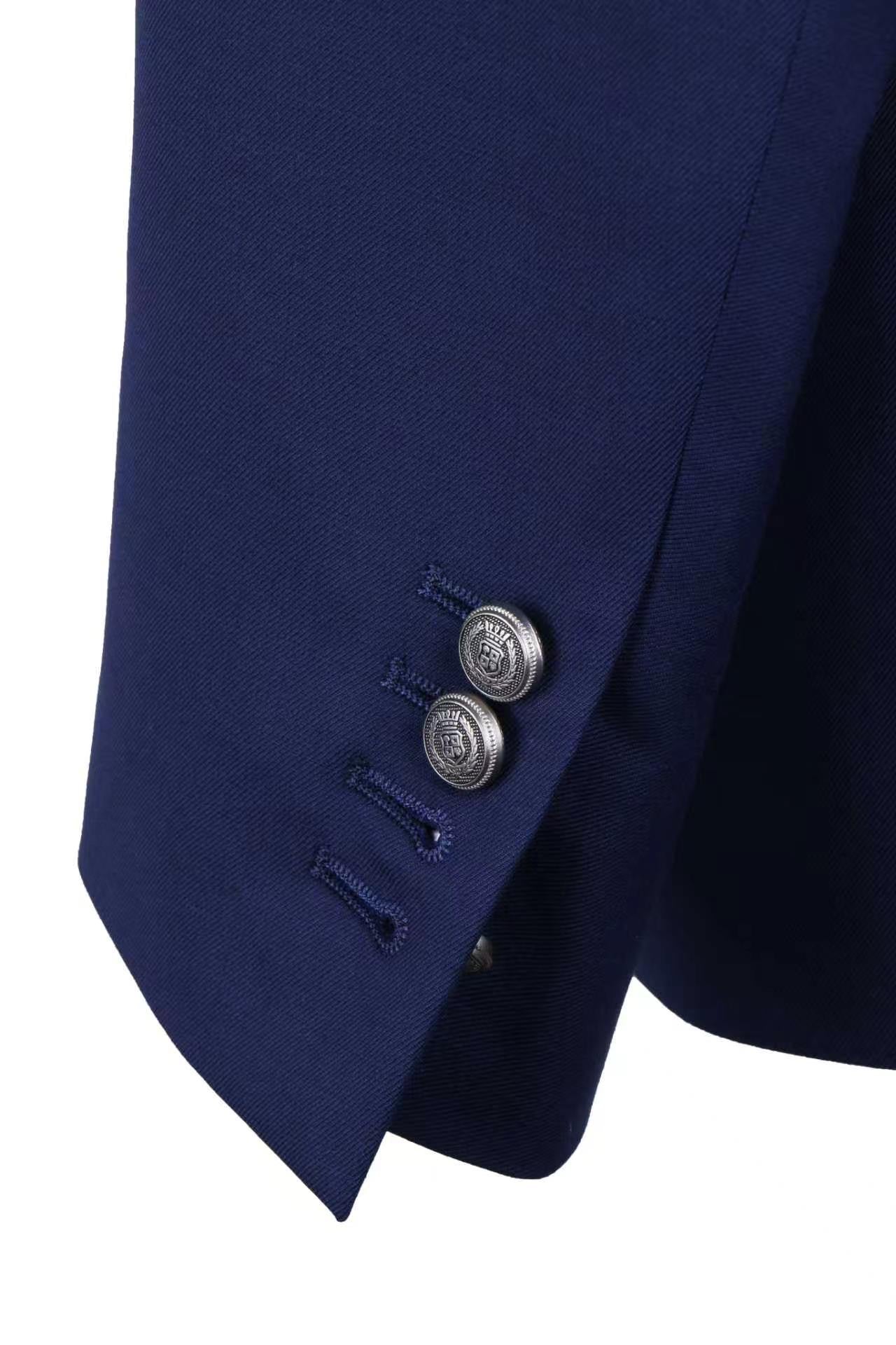 Regent Double-Breasted Navy Wool Blazer