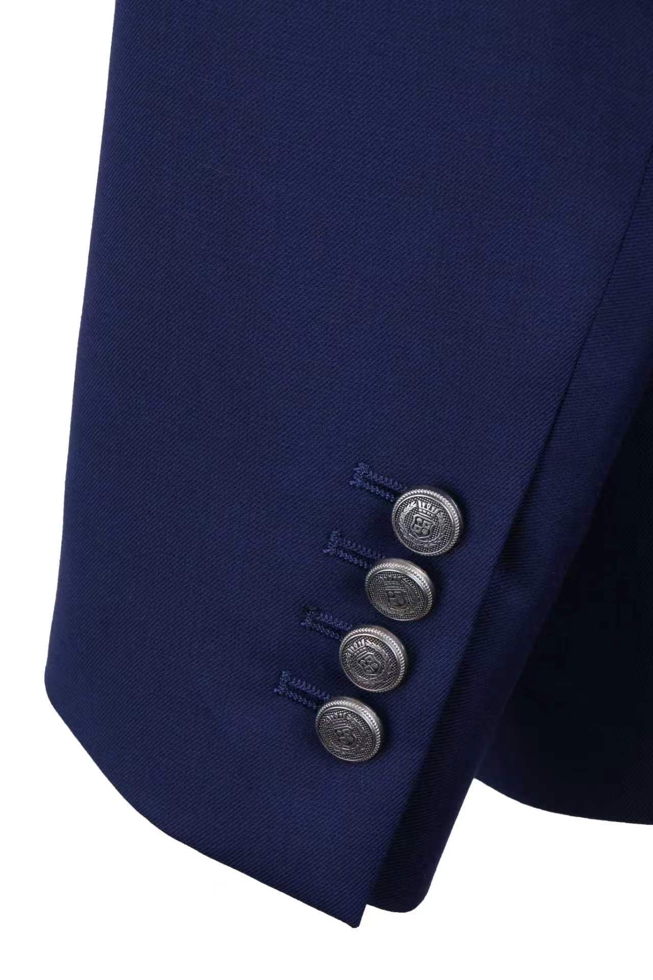 Regent Double-Breasted Navy Wool Blazer