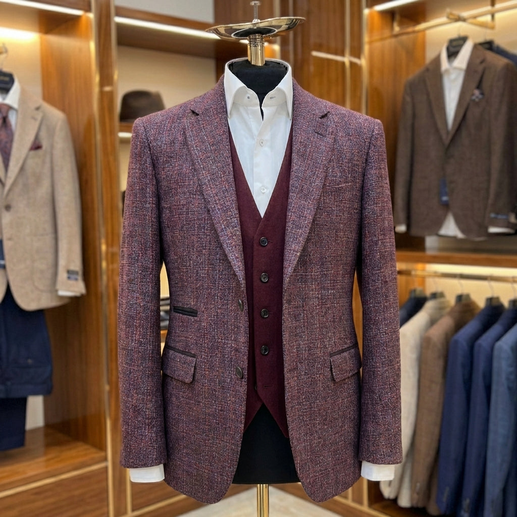 Burgundy Textured Blazer