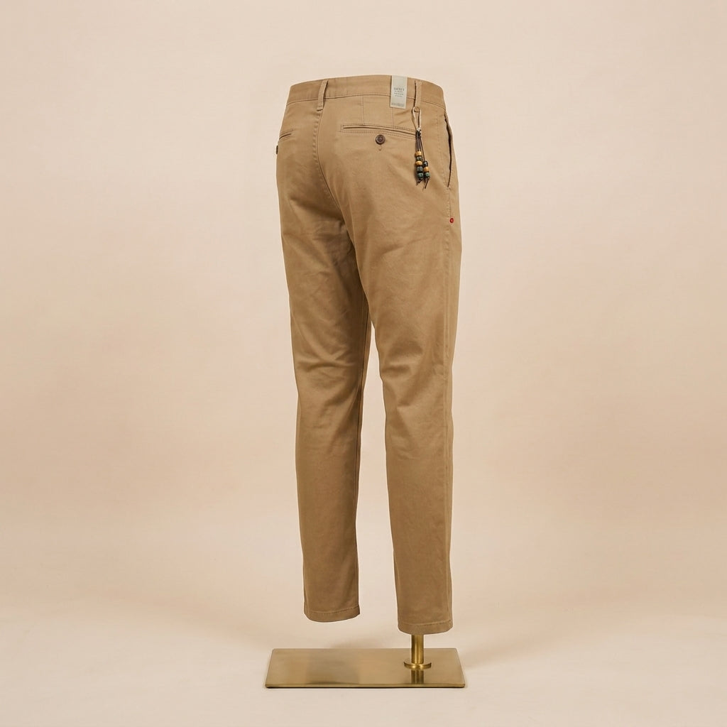 Camel Sateen Cotton Chinos - Tailored Fit