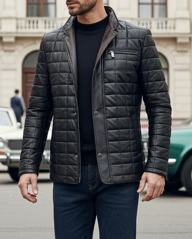 Noir Square Quilted Leather Jacket