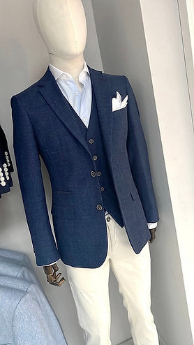 Azure Linen Look Blazer