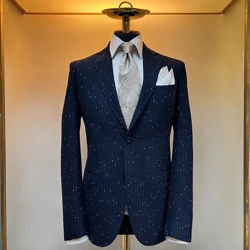 Seersucker Navy Blazer