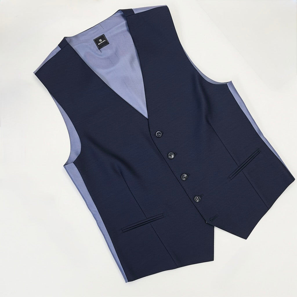 Barutti Super 150 Wool Waistcoat – Navy