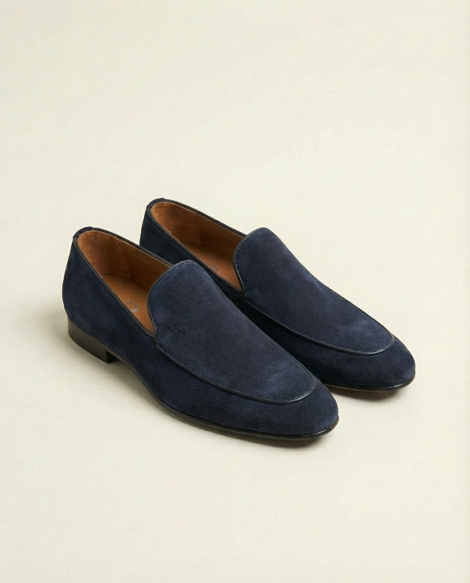 Navy Suede Slip-On Loafers