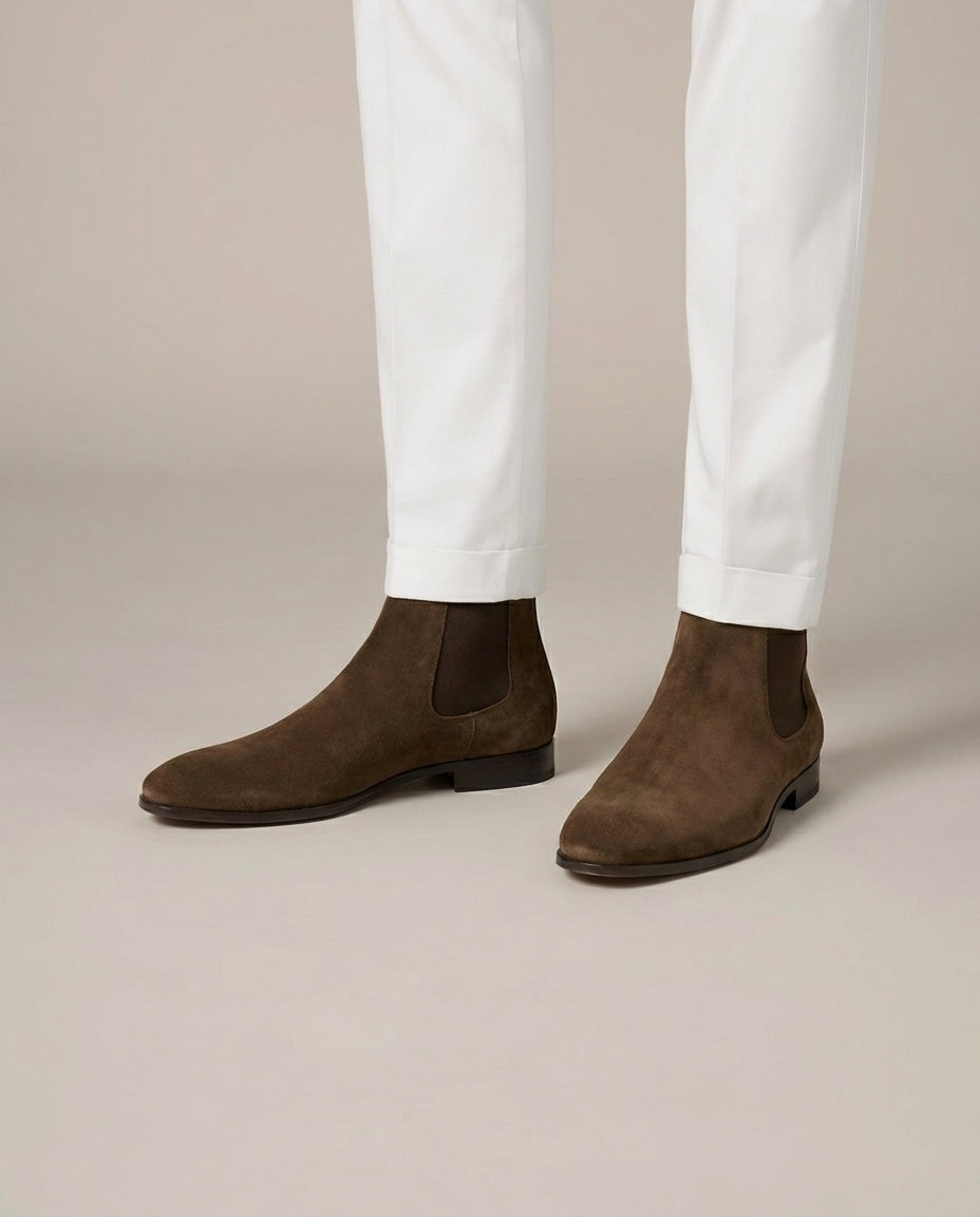 Espresso Suede Chelsea Boots