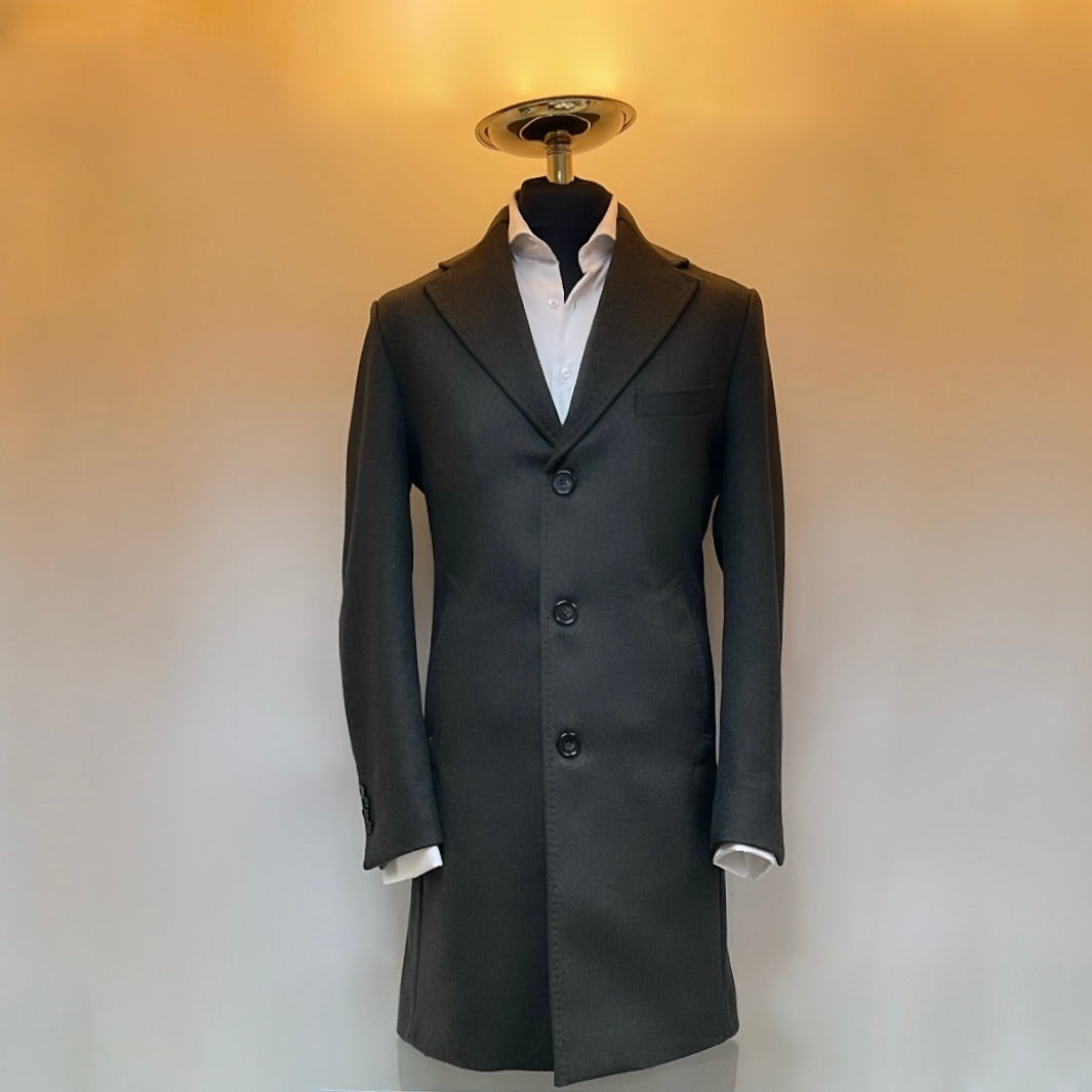 Green Wool and Cashmere Hybrid Overcoat