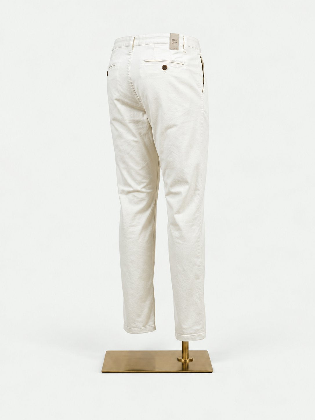 Off White Sateen Cotton Chinos - Tailored Fit