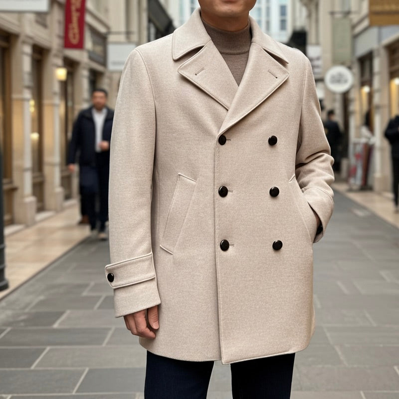 Cream Double Breasted Pea Coat