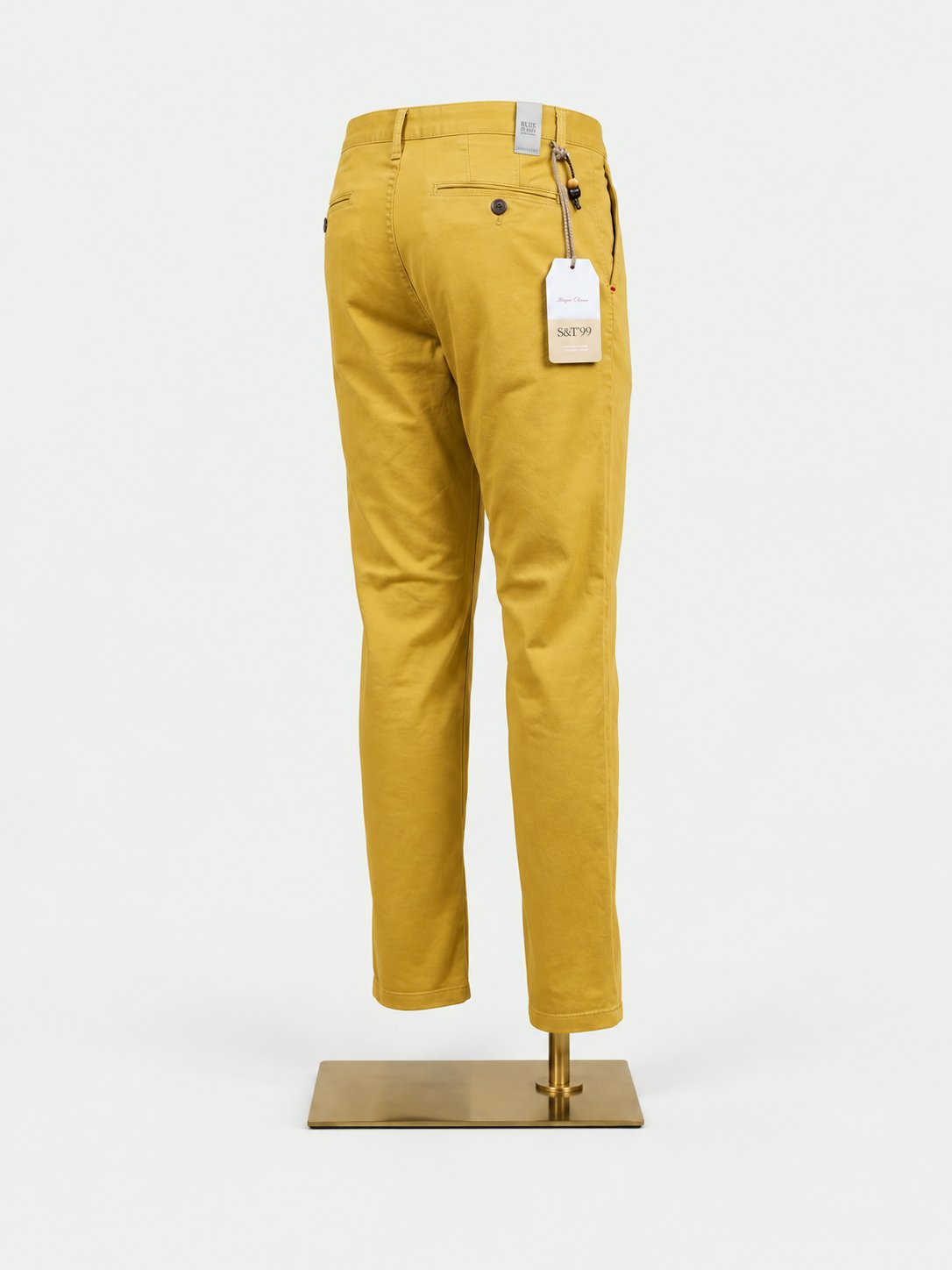 Yellow Sateen Cotton Chinos - Tailored Fit
