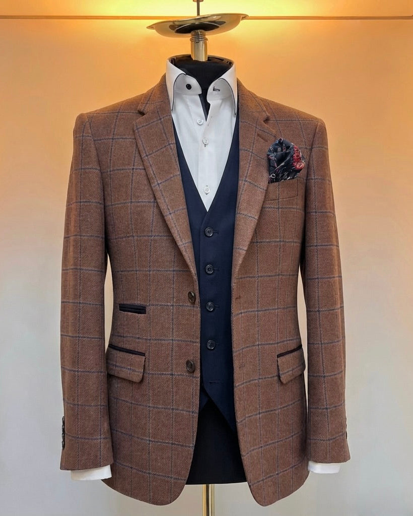 Windowpane Tobacco Brown Blazer
