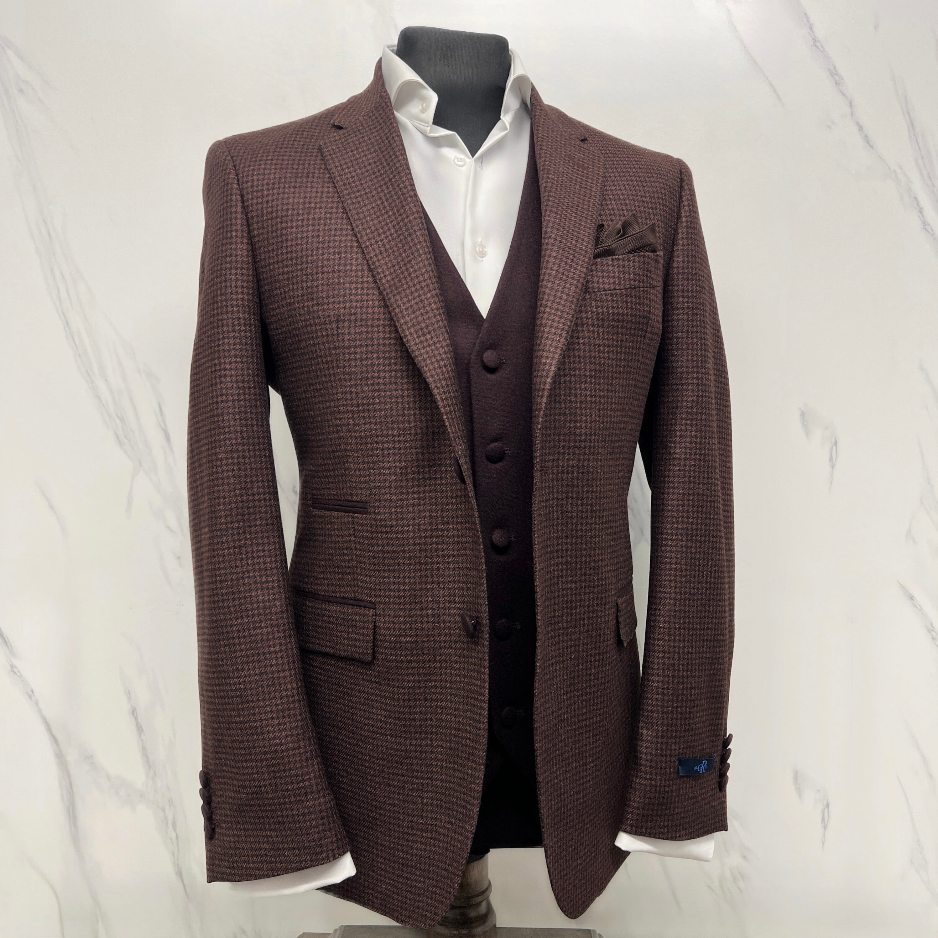 Piacenza Oxblood Houndstooth Heritage Blazer