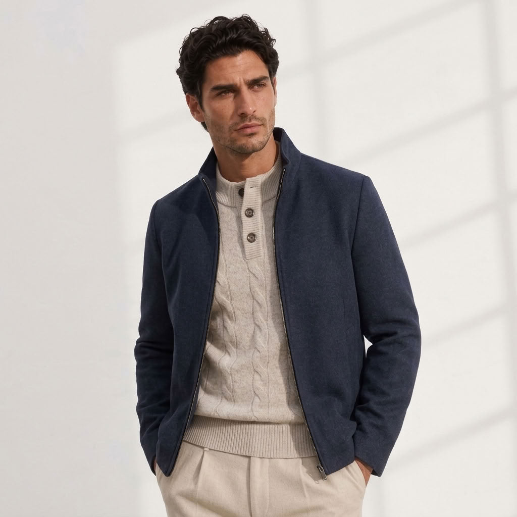 Belgrave Stand Collar Jacket – Silk Cashmere Collection