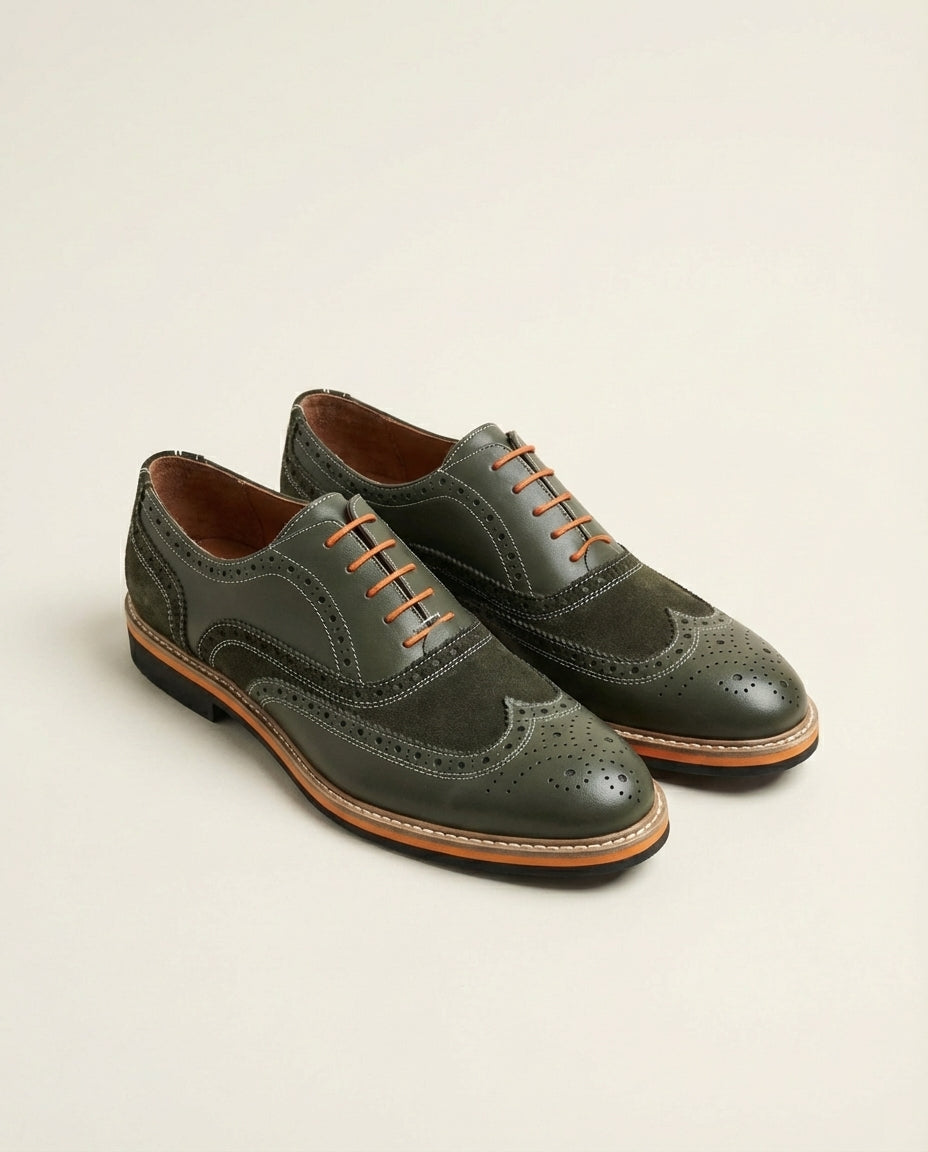 Dark Green & Suede Urban Brogues