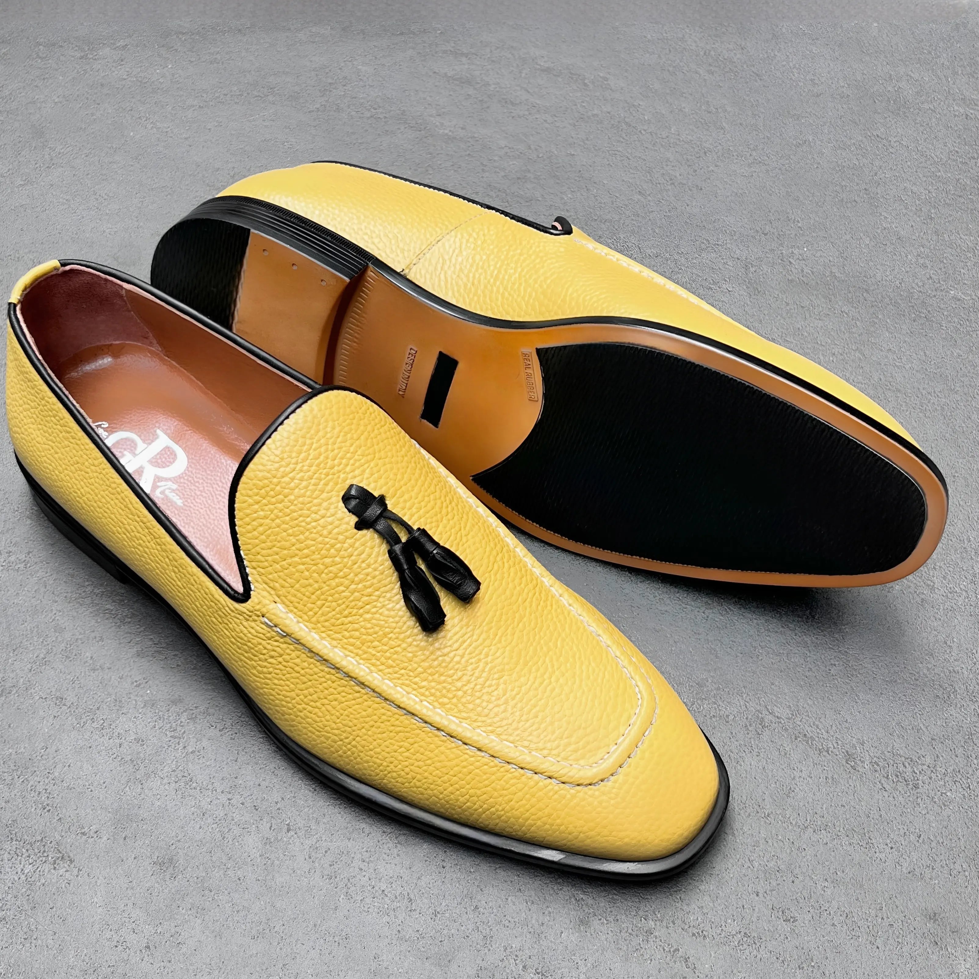 Yellow Deerskin Tassel Loafers