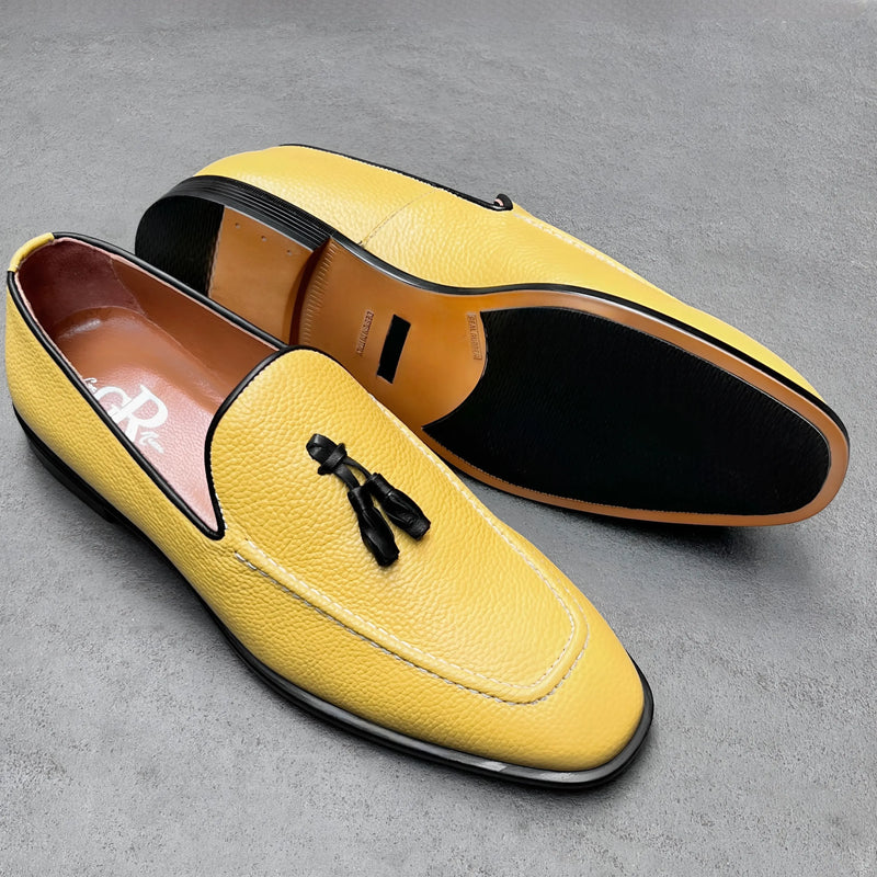 Yellow Deerskin Tassel Loafers