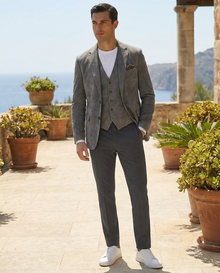 Grey Alcantara Blazer