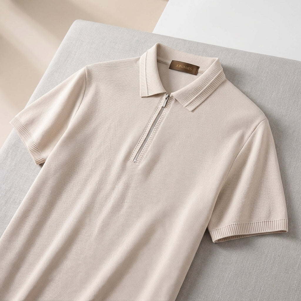 Beige Knit Polo - Regular Fit
