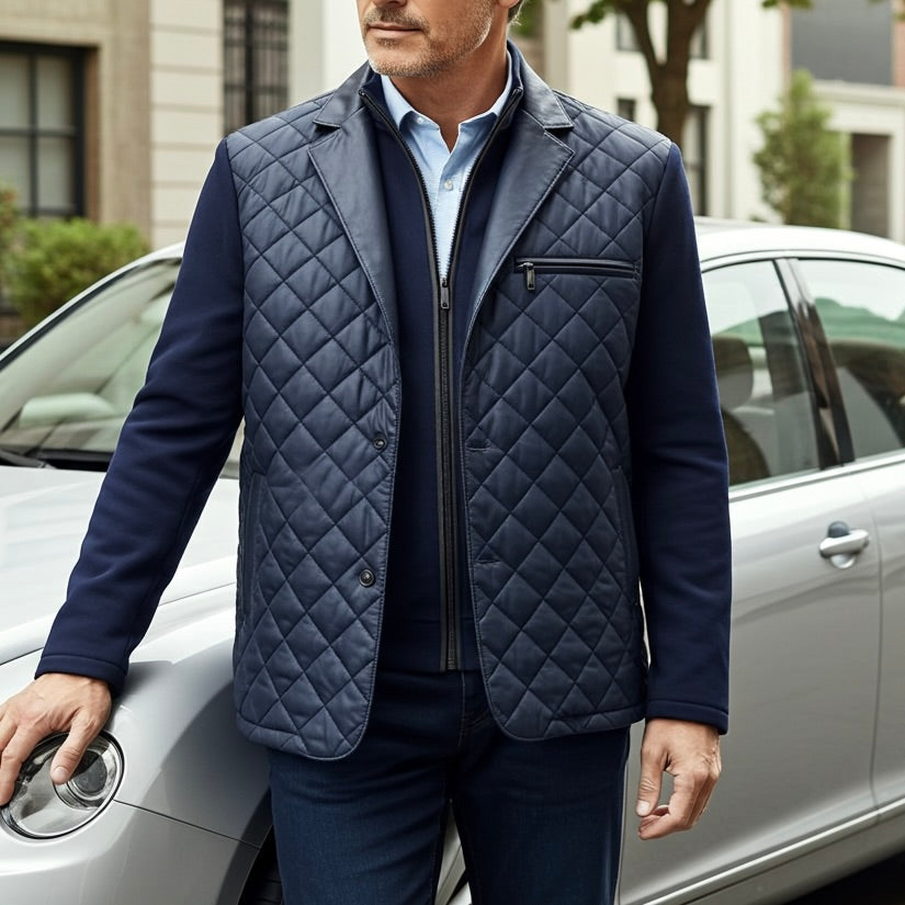 The Bentley Diamond Jersey Leather Jacket