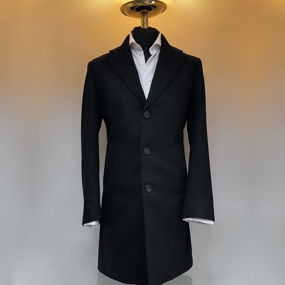 Black Wool and Cashmere Hybrid Overcoat