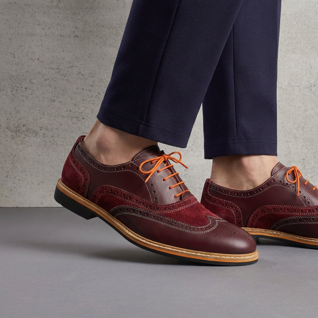 Burgundy & Suede Urban Brogues
