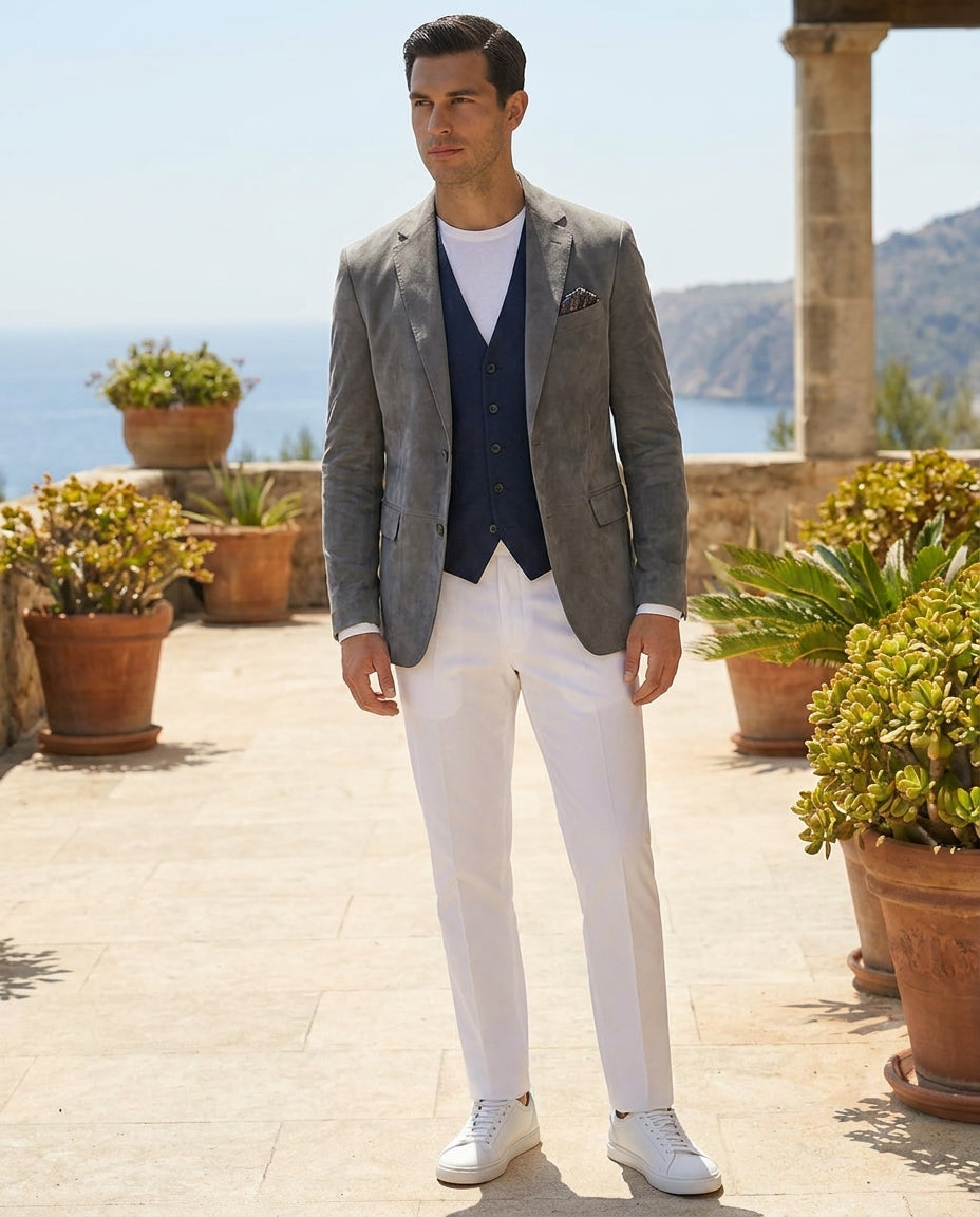 Grey Alcantara Blazer