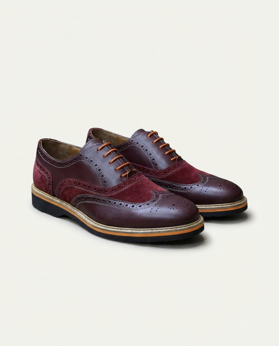Burgundy & Suede Urban Brogues