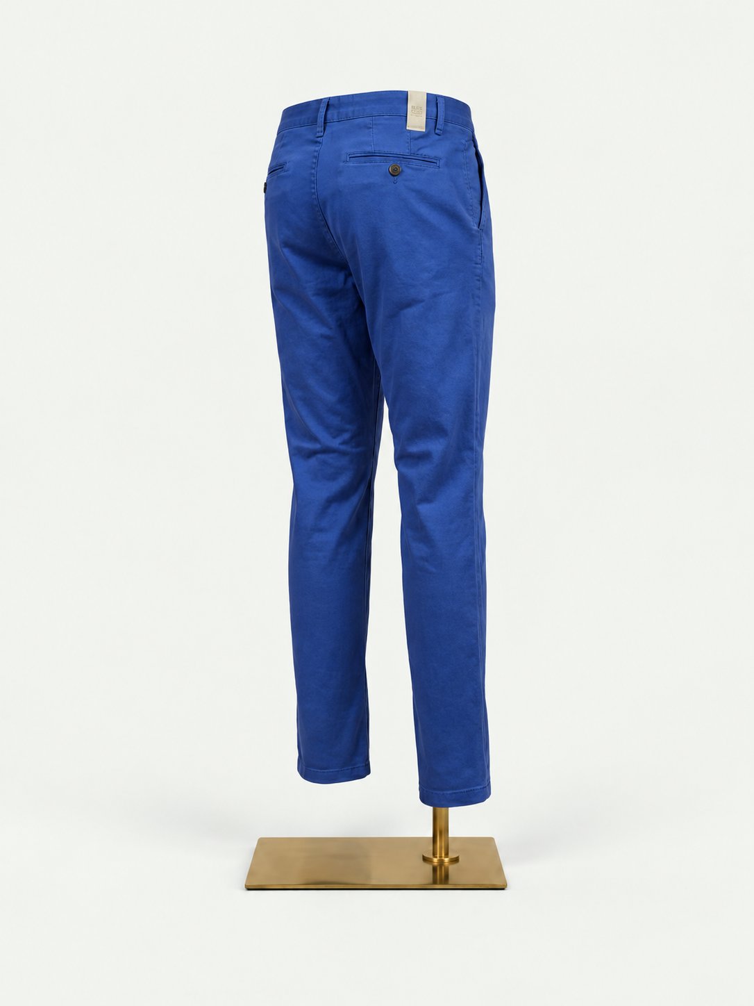 Cobalt Sateen Cotton Chinos - Tailored Fit