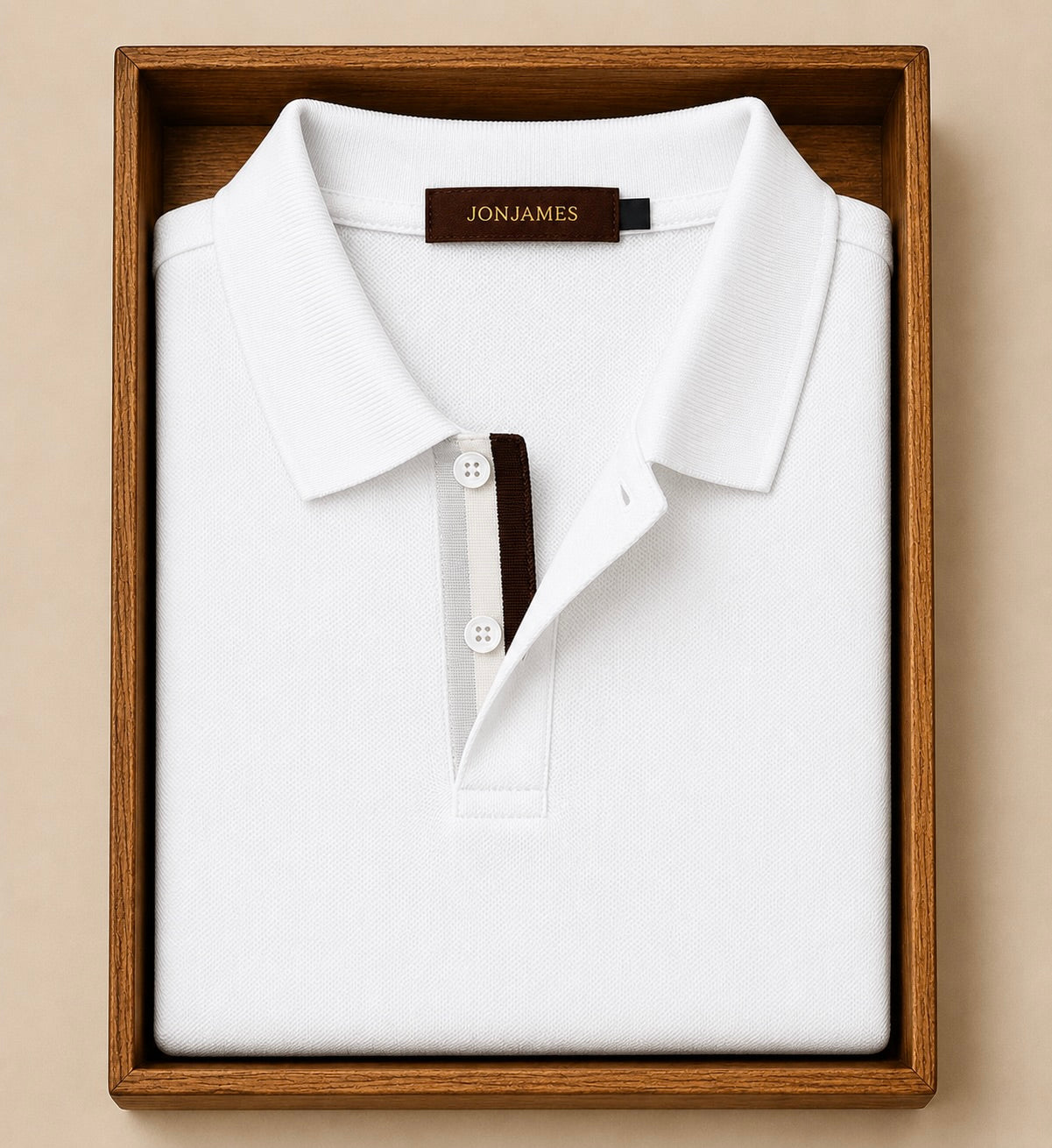 White cotton blend polo shirt in a box