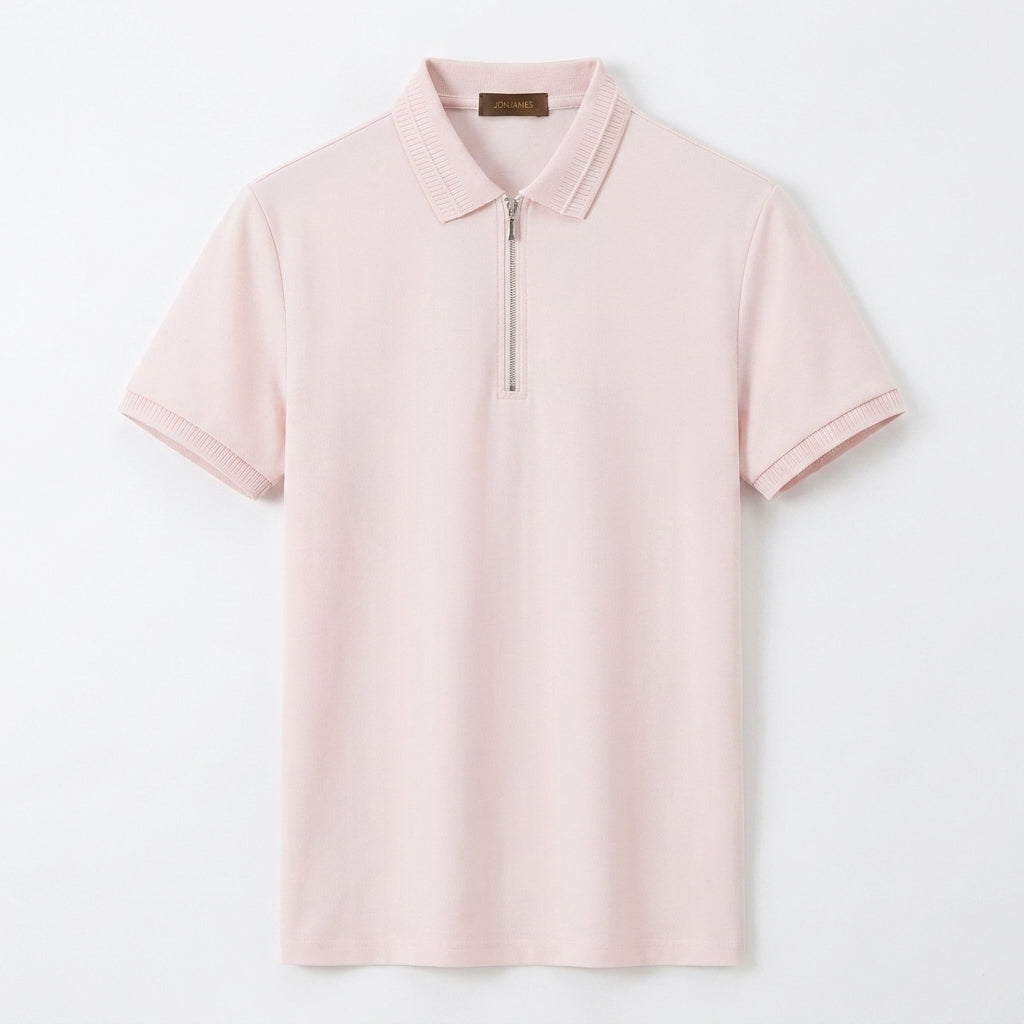 Blush Pink Knit Polo - Regular Fit