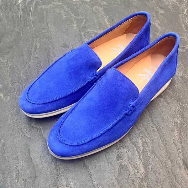 Royal Blue Suede Slip-On Loafers