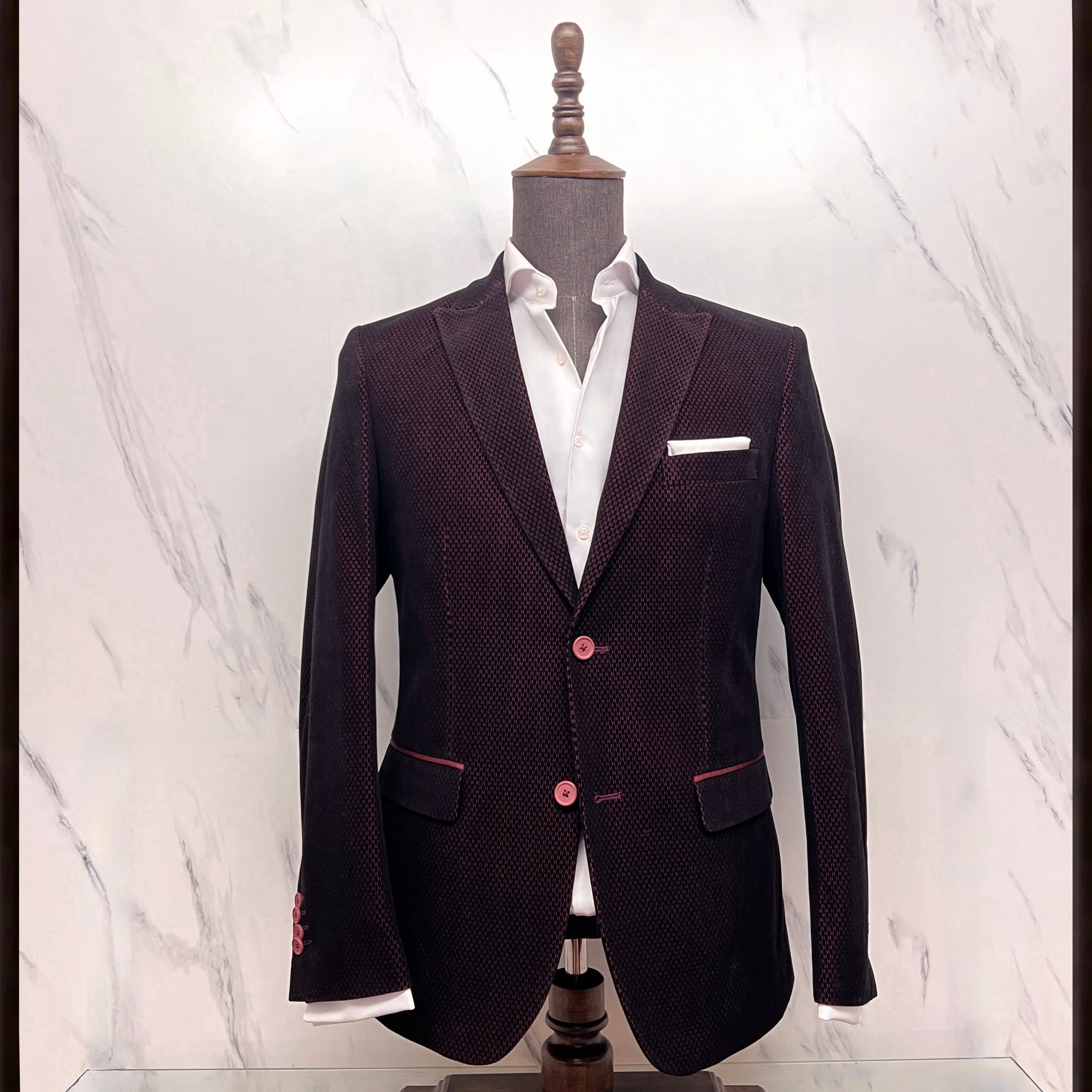 Birdseye Velvet  Burgundy Blazer