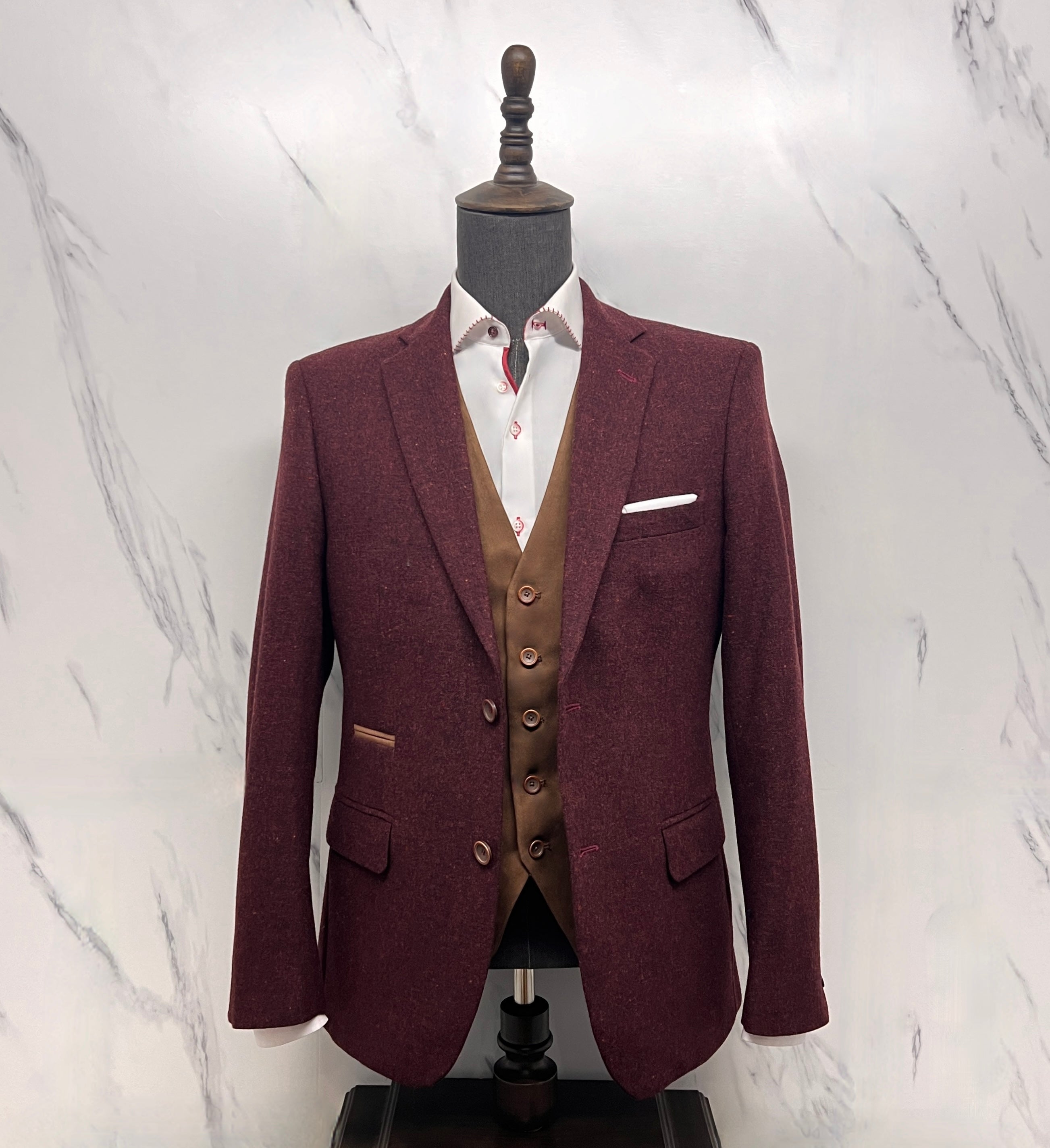 Burgundy tweed blazer