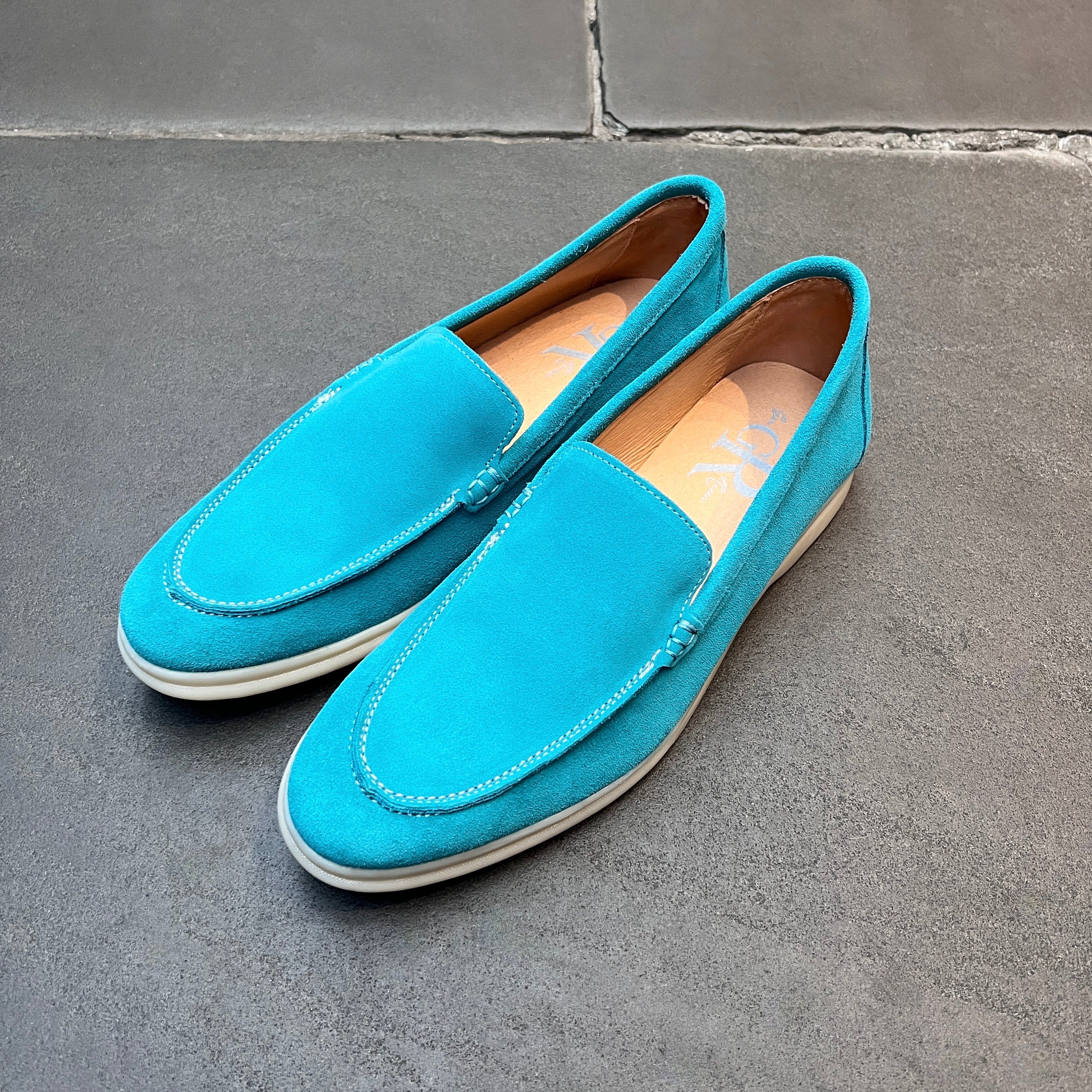 Turqouise  Suede Slip-On Loafers