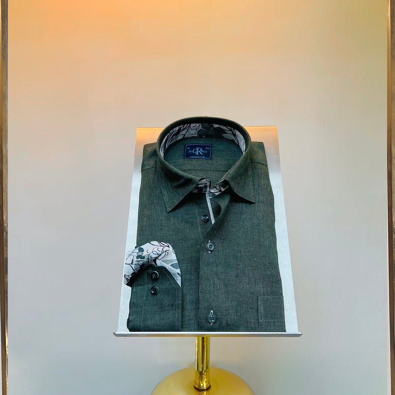 Dark Green Linen Shirt