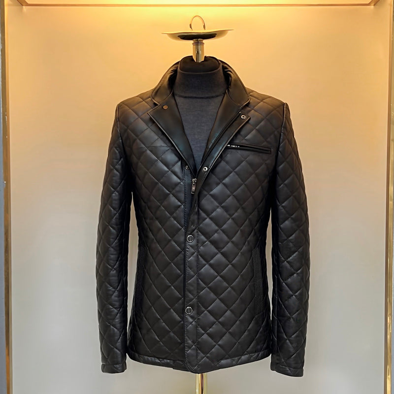 Bentley diamond signature leather jacket