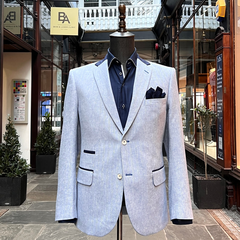 Light Blue Herring-Bone Blazer