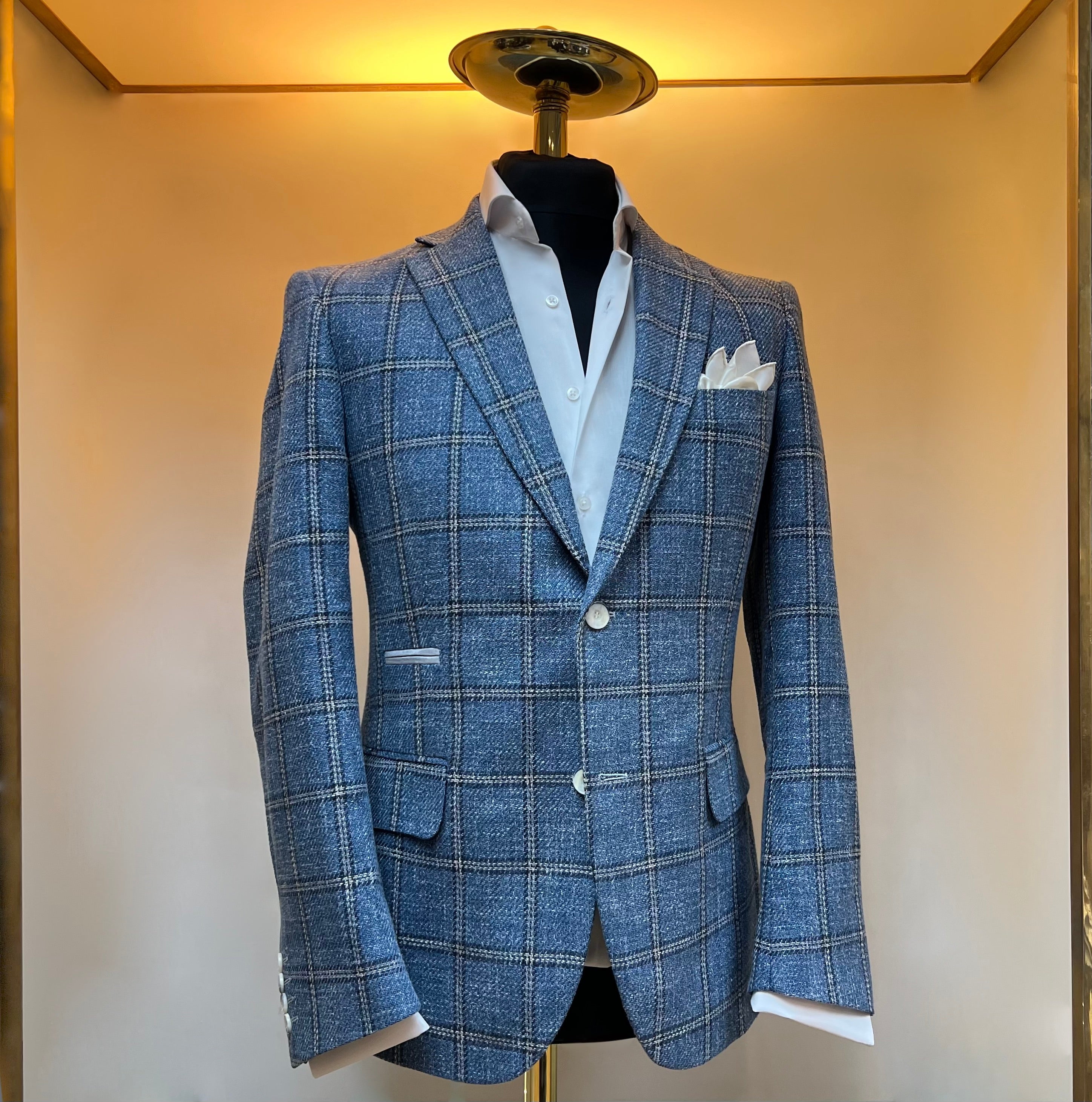 Sky Blue Check Blazer – Made in Italy