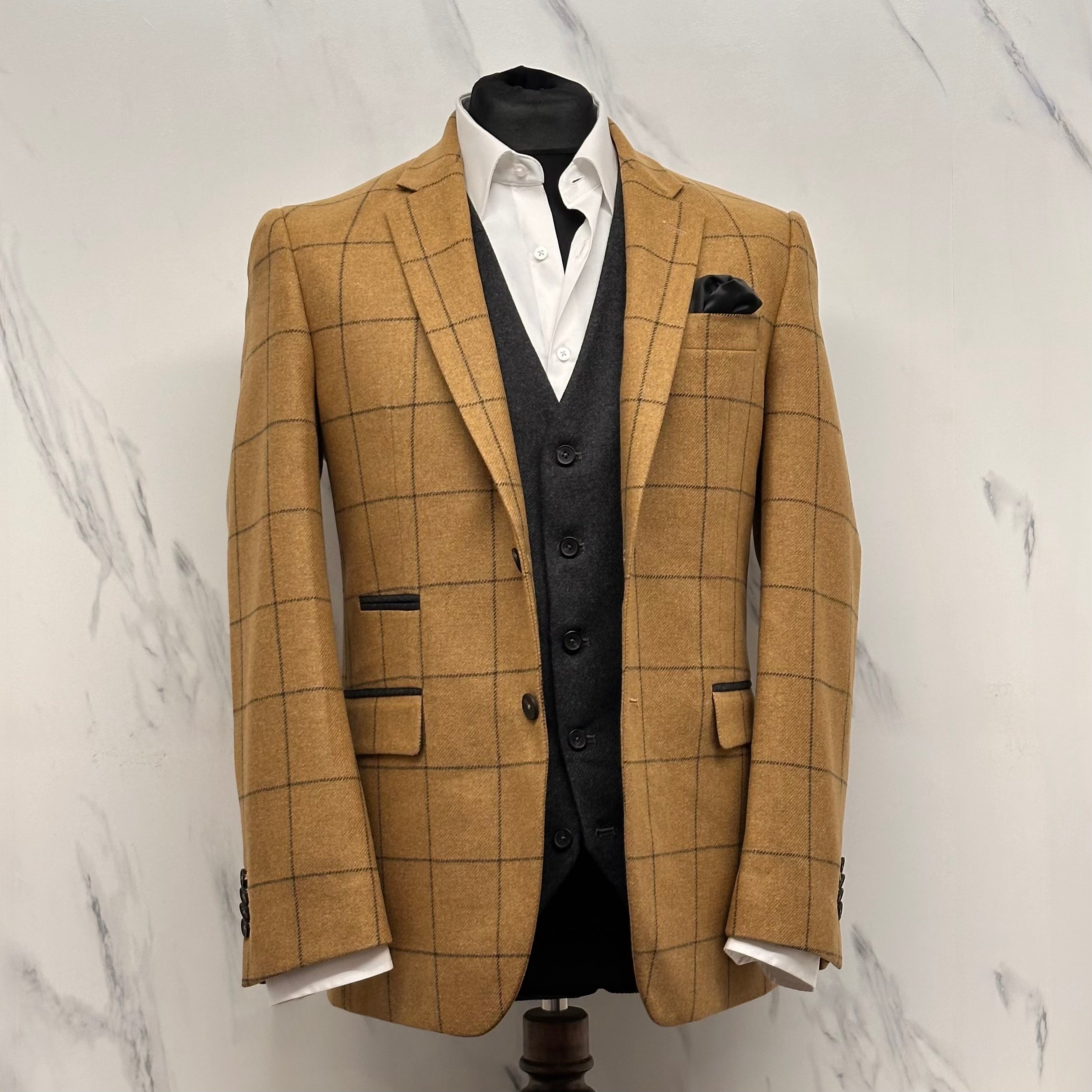 Camel Blazer with Grey over check